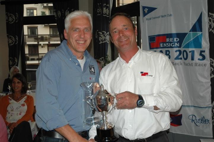 Simon Carter from Red Ensign with Henrik Masekowitz of ‘Croix du Sud' during the Red Ensign AZAB prize-giving photo copyright AZAB taken at Royal Southampton Yacht Club