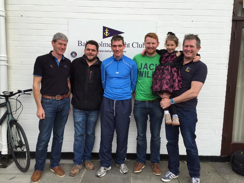 Belfast Lough Autumn Keelboat Series (l-r) Phil Davis, Giggle; Garth Lindsay, Johnathan Star; Michael Ennis, Manzanita; Jonathan Henry and Charlotte Prentice, Sqwawk; Mark Mackey, Ballyholme YC Commodore - photo © Mark Mackey