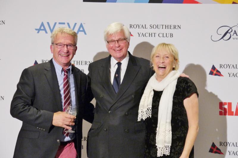 David Mead flanked by the 2015 'Champion of Champions' Andy Howe and Annie Kelly at the Royal Southern Yacht Club's annual Prizegiving - photo © Chris Gillingham