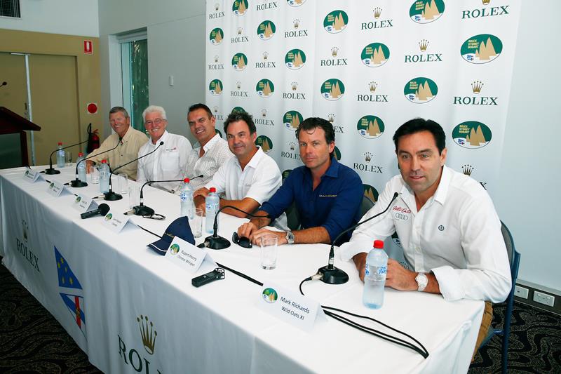 The panel with the Tattersall's Cup and J H Illingworth trophy (l-r) Shane Kearns, Sam Haynes, Hugh Ellis, Rupert Henry, Roger Hickman, Mark Richards - photo © Steve Christo / CYCA