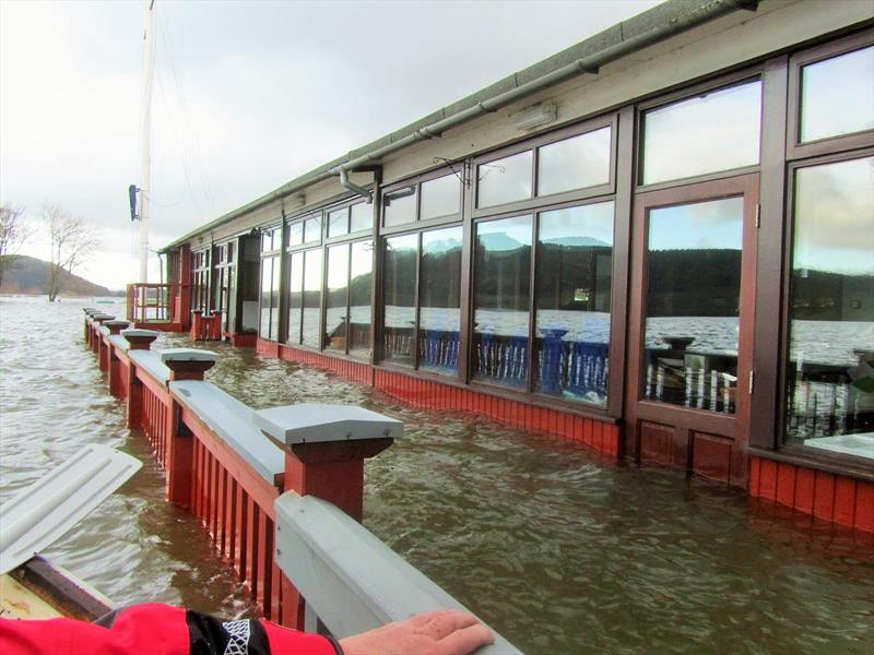 Flooding at Ullswater Yacht Club in December 2015 photo copyright Marion Marshall taken at Ullswater Yacht Club
