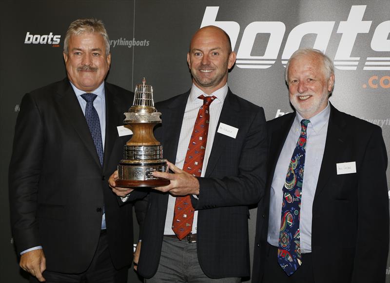 Volvo Ocean Race winner Ian Walker, winner of the boats.com YJA Yachtsman of the Year Award, with Ian Atkins, CEO of boats.com, and Paul Gelder, Chairman of the Yachting Journalists' Association - photo © Patrick Roach