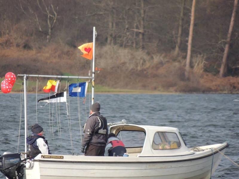 A Valentine's Day committee boat at Alton Water's Frostbite Series day 7 photo copyright Stewart Berry taken at Alton Water Sports Centre