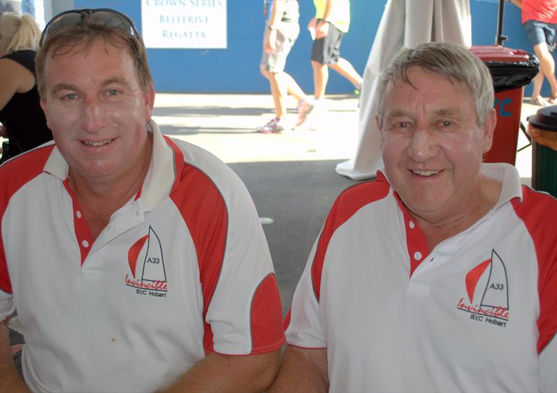 Champion skipper Harold Clark (right) and his son Darren, photo copyright Peter Campbell taken at 