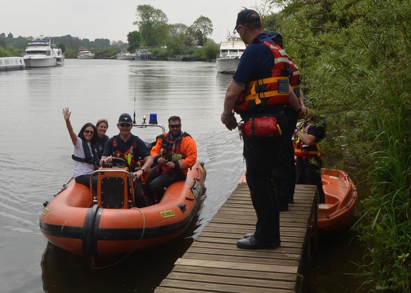 The transatlantic rowers are delivered by York Rescue Boat to the York Railway Institute Sailing Club jetty photo copyright Angela Craggs taken at York Sailing Club