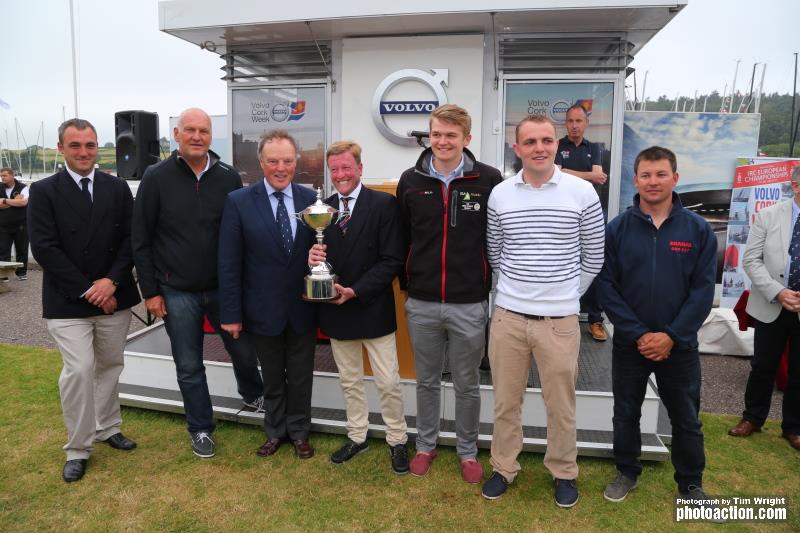 Paul Gibbons Anchor Challenge receiving the IRC European Championship Trophy from RORC Commodore, Michael Boyd at Volvo Cork Week 2016 - photo © Tim Wright / www.photoaction.com