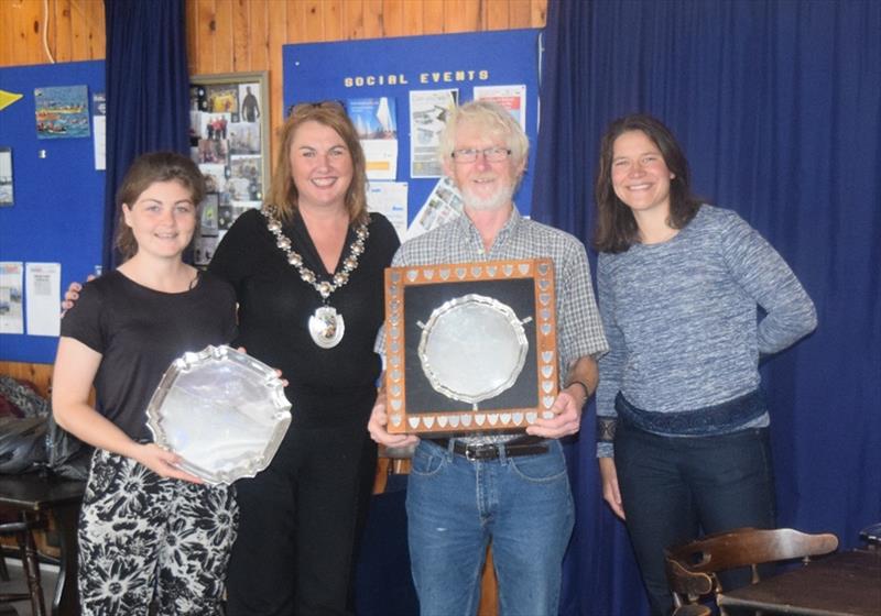 Ella Gibson, Jane Geldart, Martin Gibson and Sarah Hotchkiss at the Clevedon Sailing Club's annual Town Plate pursuit race prize giving photo copyright S. Hotchkiss taken at Clevedon Sailing Club