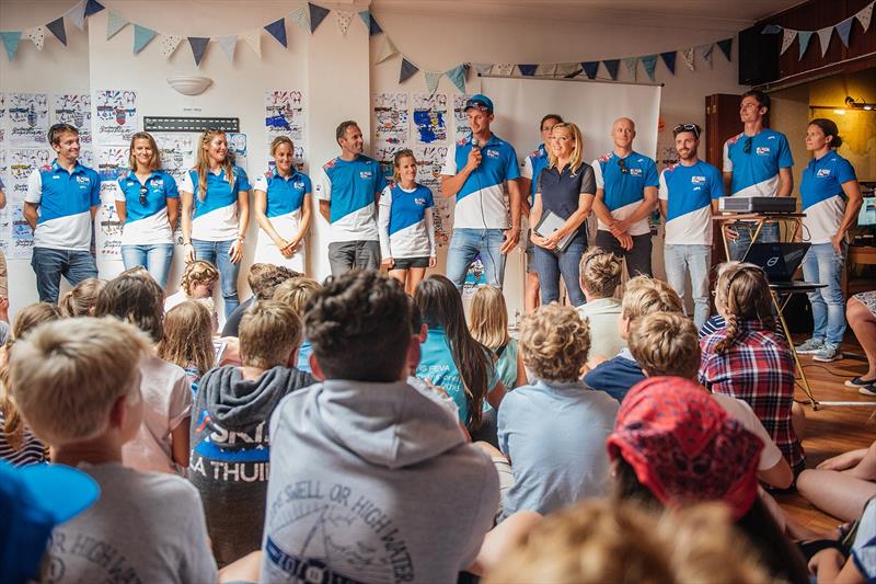 Team Volvo athletes & Shirley Robertson OBE, talk to the junior sailors during the Port of Dartmouth Royal Regatta photo copyright Martin Allen Photography taken at 