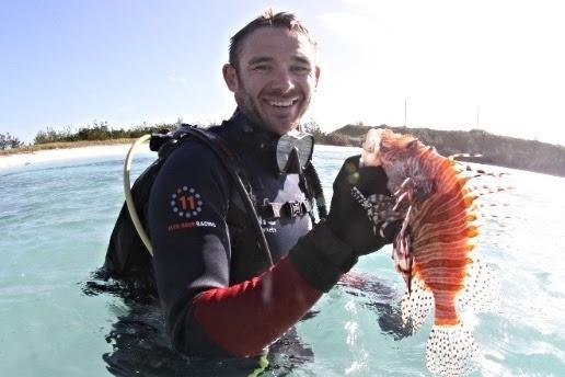 Ben Williams, Head of Strength and Conditioning at Land Rover BAR, catching lionfish in Bermuda photo copyright Harry KH taken at 