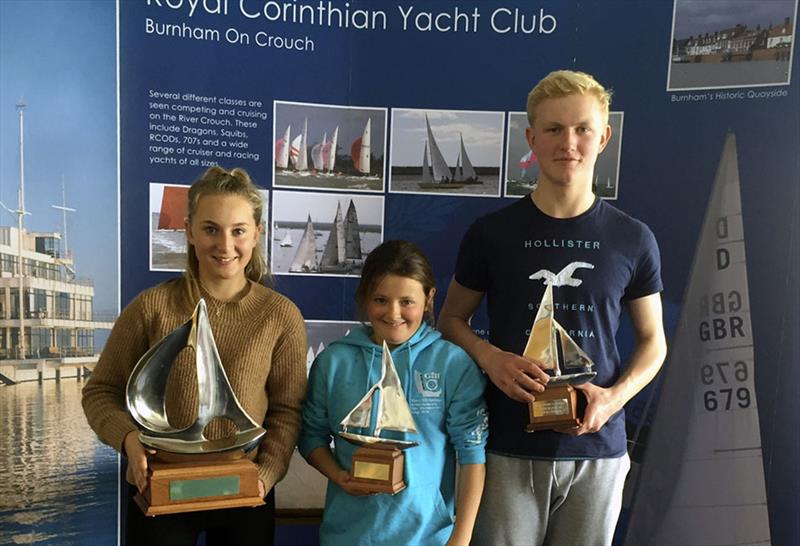Winners Christie, Imogen and Ben during the RCYC Final Super Saturday Series photo copyright Kate Rands taken at Royal Corinthian Yacht Club, Burnham