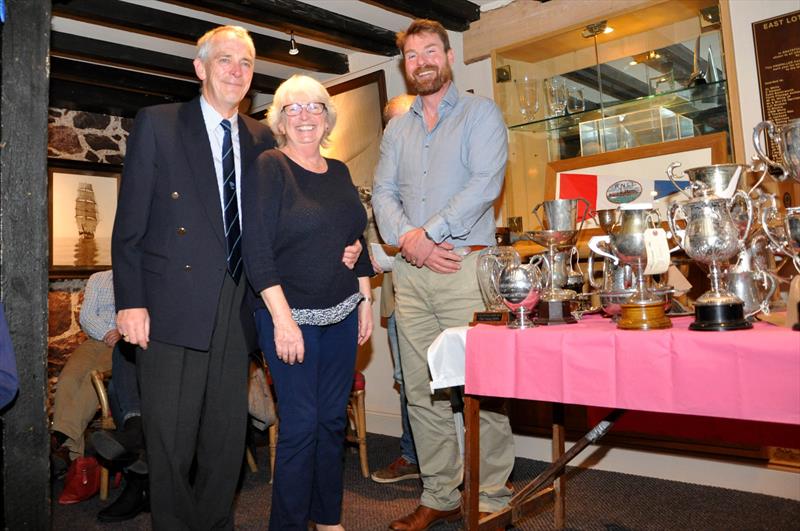 Bill and Grace Roberts, with the Robbie Lawson, Commodore. Bill and Grace who sail a 2000 Dinghy, were presented with 7 trophies at the East Lothian Yacht Club Prize Giving - photo © David Farmer