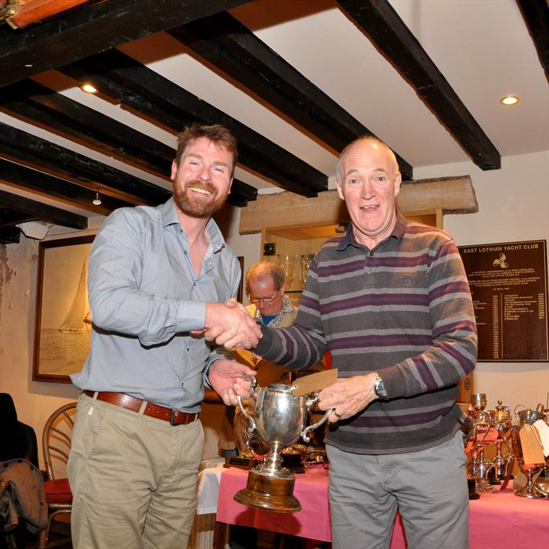 Jimmy Sandison was presented with 7 Trophies by Robbie Lawson, Commodore. Jimmy sails a Phantom dinghy at the East Lothian Yacht Club Prize Giving - photo © David Farmer