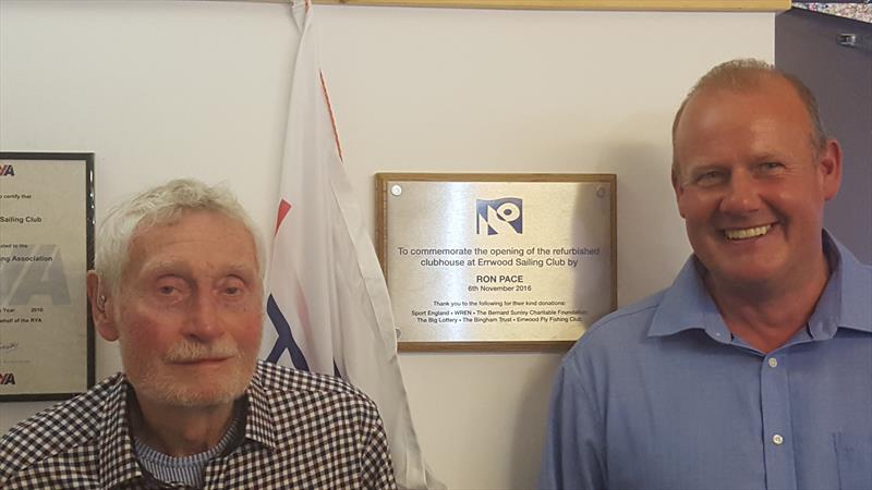 Errwood SC's first ever Commodore Ron Pace (l) and the present incumbent, Mike Latham, celebrate after officially opening the new clubhouse photo copyright Karenza Morton taken at Errwood Sailing Club