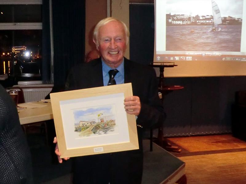 Dave England with his painting of Torpoint Mosquito Sailing Club photo copyright Rick Napp taken at Torpoint Mosquito Sailing Club
