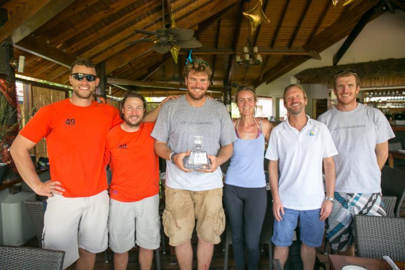 2nd overall for Infiniti 46, Maverick and winner of IRC Canting Keel. Skipper, Olly Cotterell receives the RORC Decanter on behalf of Team Maverick in their first offshore race in the new boat - photo © RORC / Arthur Daniel