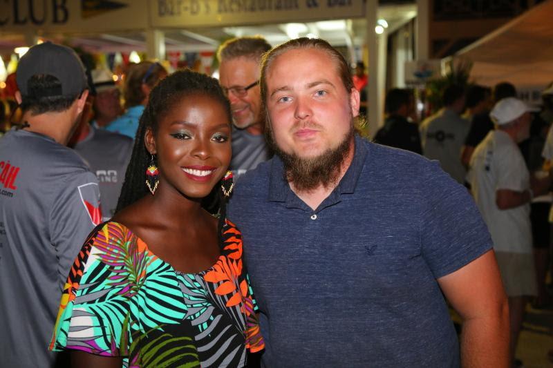 Asher Otto, Antiguan singing sensation was enjoying the RORC Caribbean 800 welcome party. As lead singer with Itchy Feet, she will perform at the prizegiving. Right: Jack Prendergast - photo © Tim Wright / www.photoaction.com