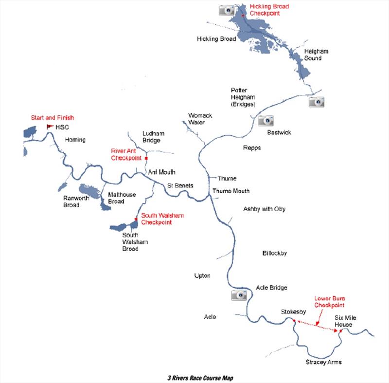 Navigators & General Three Rivers Race Course Map photo copyright Horning Sailing Club taken at Horning Sailing Club