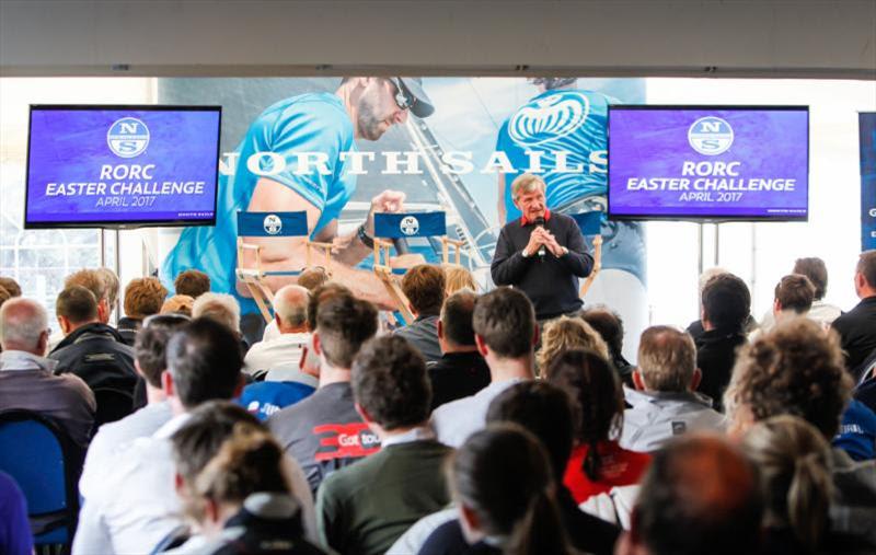 Head coach Jim Saltonstall shares his wisdom at tonight's post-race debrief on day 2 of the RORC Easter Challenge photo copyright Paul Wyeth / www.pwpictures.com taken at Royal Ocean Racing Club