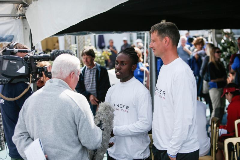 Seventeen-year-old Montel Fagan-Jordan, student from Greig City Academy ahead of competing in his first ever Fastnet on the Frers 45 Scaramouche (right: Jon Holt, Head of Sixth Form) - photo © Paul Wyeth / RORC