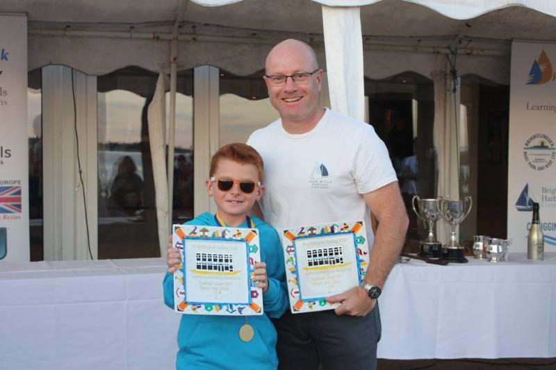 Tom and Stuart Phillips, winners of the Parent and Child Handicap at Learning & Skills Solutions Pyefleet Week - photo © Mandy Bines