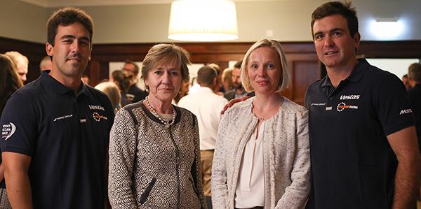 Prior to dinner, Dame Polly Courtice welcomed sailors to the university and Jo Royle spoke about her sailing experience and passion for protecting the marine environment (l-r) Mark Towill, Dame Polly Courtice, Jo Royle, and Charlie Enright - photo © 11th Hour Racing