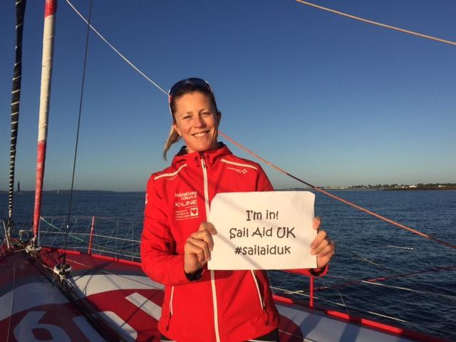 Smiling Sam Davies gives Sail Aid UK the thumbs up - photo © Sail Aid UK