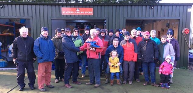 Ben Miles, Rear Commodore Dinghies proudly receiving Trophy from Reg Tamblyn of the cruiser section at Teign Corinthian YC photo copyright Anton Saxton taken at Teign Corinthian Yacht Club