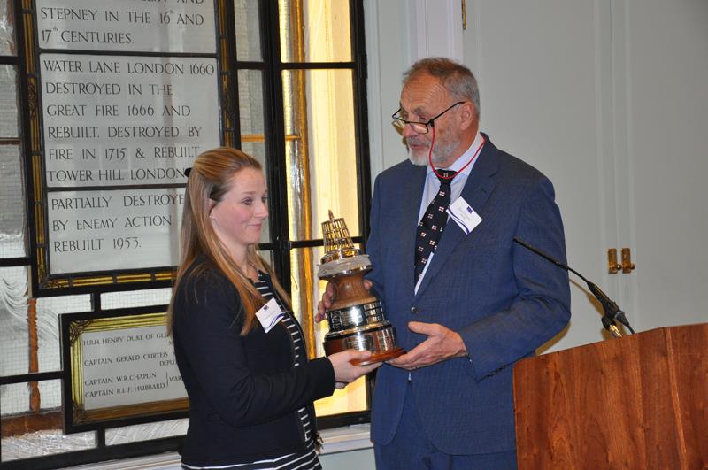 Amanda Hilsdon receives the 2017 YJA Yachtsman of the Year Award on behalf of ocean racer  Alex Thomson for his performance in last year's Vendee Globe solo round the world race photo copyright Cliff Webb taken at 