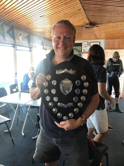 Bob Steer, commodore of Desborough SC accepting the Mid Thames Inter Club Trophy photo copyright Kevin Anderson taken at Hampton Sailing Club