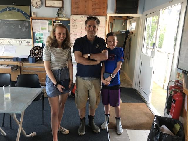 Leading cadets Sophie and Ben Peerless (Hampton SC) with David Gettings , Hampton SC Sailing  Secretary - photo © Kevin Anderson