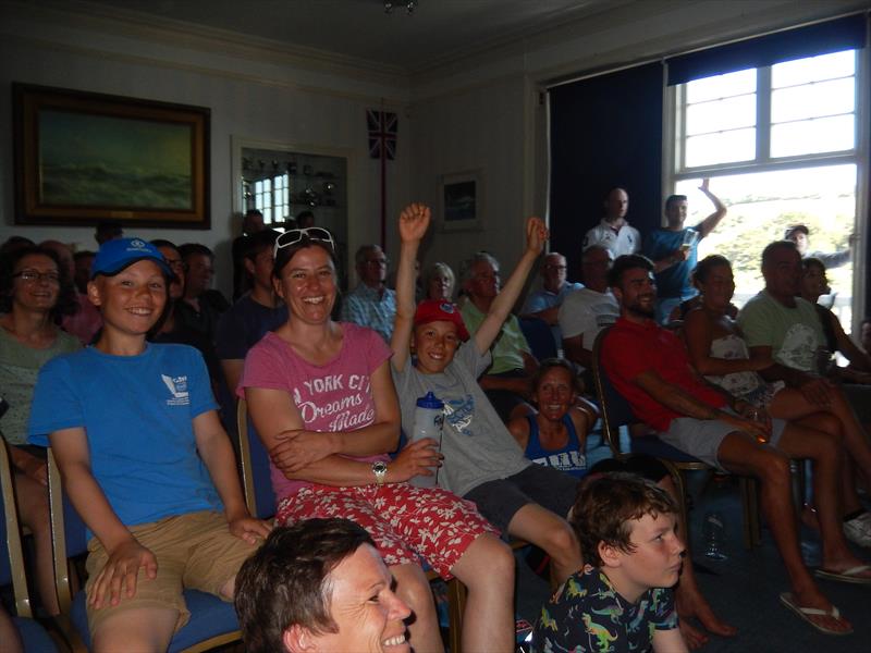 Watching the Sweden/England football match after Salcombe Yacht Club Summer Series Race 5 photo copyright Margaret Mackley taken at Salcombe Yacht Club
