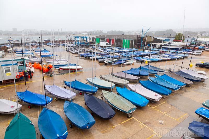 Rainy dinghy park on day 1 of Zhik Poole Week photo copyright David Harding / www.sailingscenes.com taken at Parkstone Yacht Club