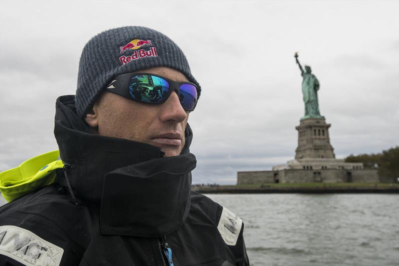 Jimmy Spithill onboard the F4 during a test-sail with Team Falcon in New York, NY, USA photo copyright Amory Ross / Red Bull Content Pool taken at 
