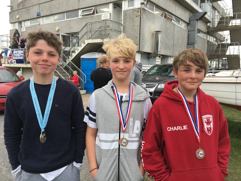 Blackwater SC sailors Nick Evans, Hector Trickey & Charlie Bourne during the Regional Junior Championships at Grafham Water - photo © Rob Haigh