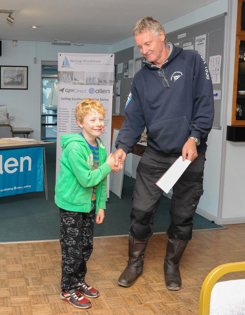 Eddie Hill wins the Endeavour Award in the Gul Wrecker at Instow photo copyright Lottie Miles taken at North Devon Yacht Club