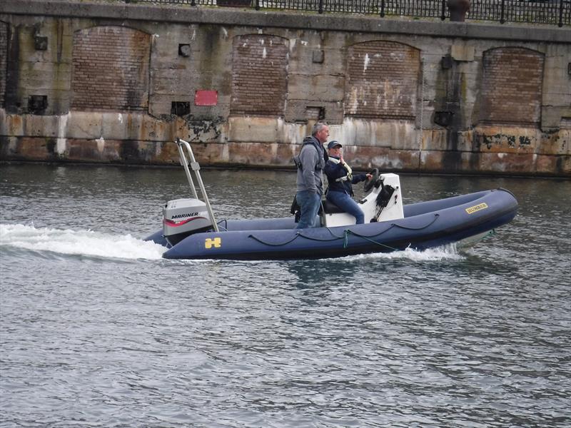 Jen Moreby receiving tuition on driving the club's RIB from Andy Moorley of Bluepoint  photo copyright Gaynor Portlock taken at Liverpool Yacht Club