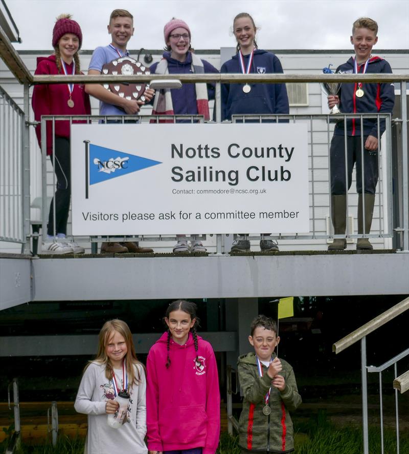 Prizewinners at the Notts County Junior Open photo copyright David Eberlin taken at Notts County Sailing Club