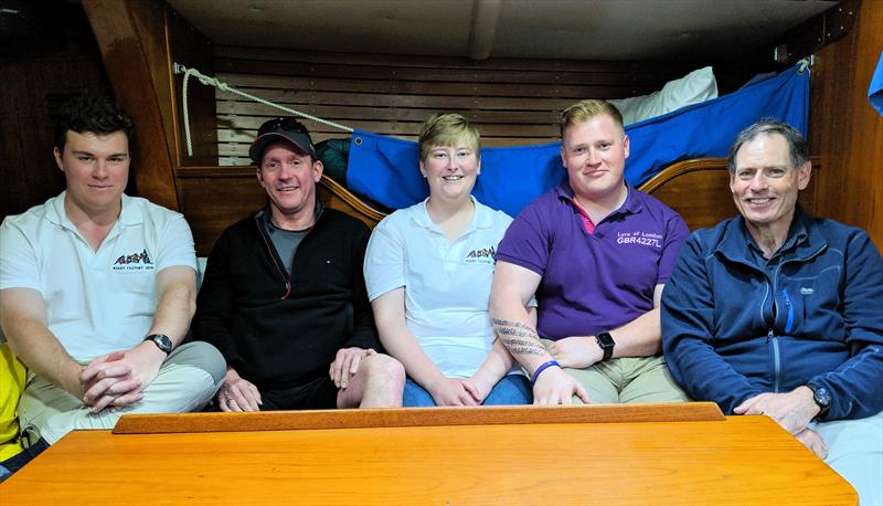 (l-r) Alex Ahmann, Marc Lonergan, Lottie Harland, Daryl Reis-Day & Phil Harland aboard Ausome-Lyra of London in St Katharine Docks Marina, London photo copyright Mark Jardine taken at 