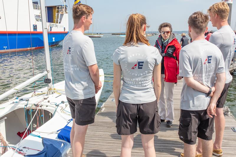 The Princess Royal is introduced to the Royal Lymington Etchells Youth Team, who attended WJS when they were younger on the 35th Anniversary of Royal Lymington Yacht Club's Wednesday Junior Sailing programme - photo © Alex Irwin / www.sportography.tv