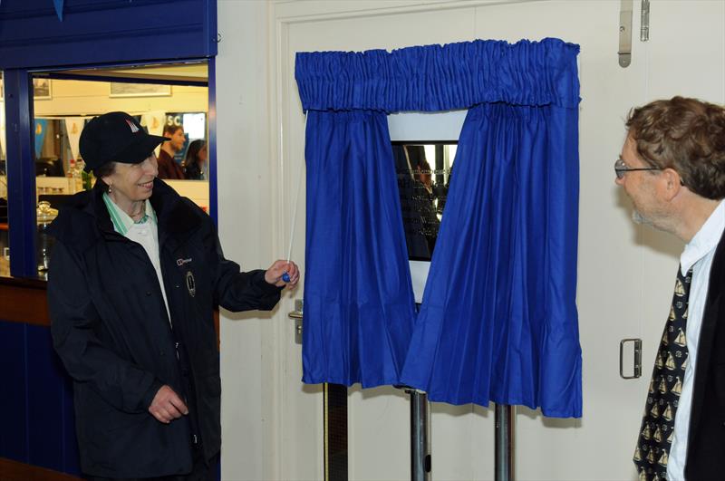 The Princess Royal unveils the plaque celebrating her visit on Draycote Water Sailing Club's 50th anniversary photo copyright Malcolm Lewin taken at Draycote Water Sailing Club