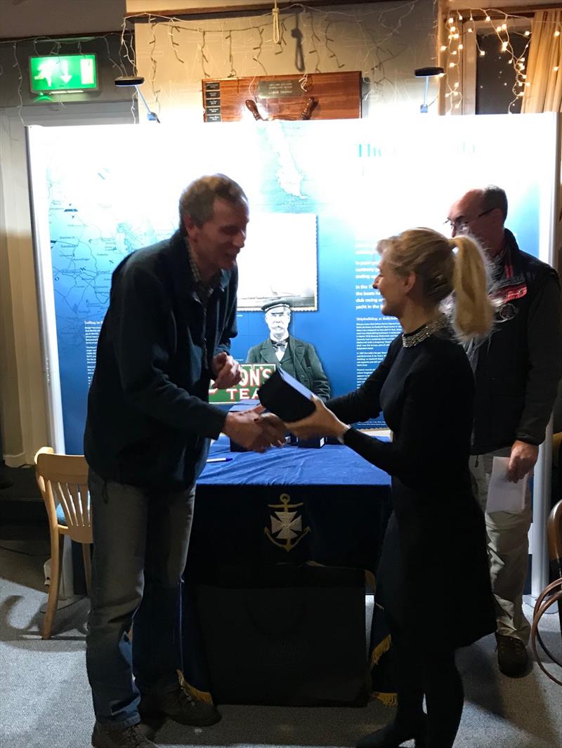 Chris Boyd, Laser class winner, at the Charles Hurst Jaguar Land Rover Ballyholme Yacht Club Icebreaker Series Part 1 prize giving photo copyright Mark Mackey taken at Ballyholme Yacht Club