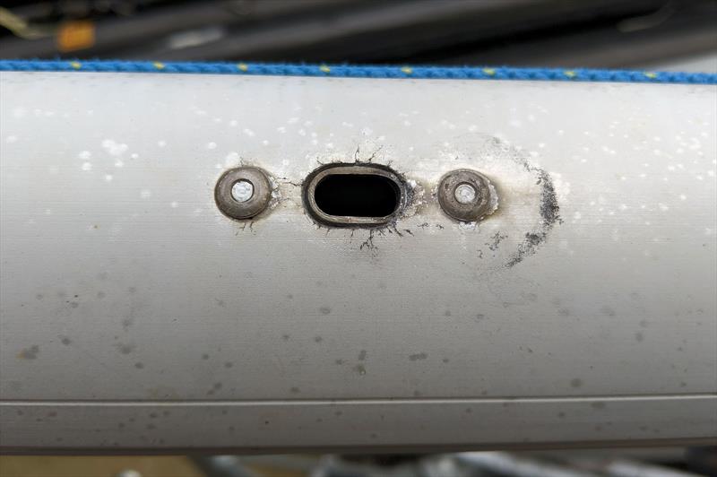 Signs of aluminium mast wear: shroud terminals - photo © Mark Jardine