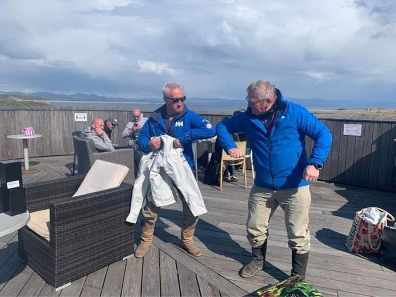 Pwllheli Sailing Club Spring Series: Mark Thompson receiving ISORA Prizes from ISORA Secretary Stephen Tudor photo copyright Sioned Mai Tudor taken at Pwllheli Sailing Club