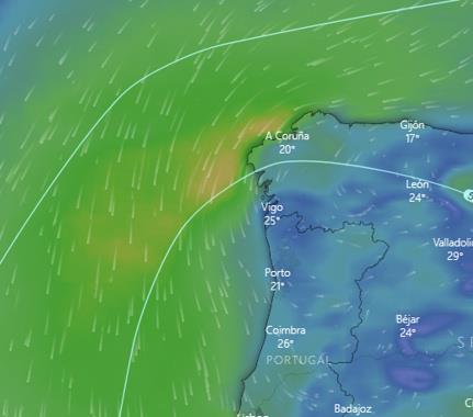 The Ocean Race Europe Leg 1: Acceleration around Cape Finisterre will provide the strongest winds of the leg, perhaps up to 25kt or more photo copyright TH Meteorology taken at 