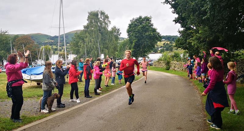 The runners set off from the club in the Ullswater Yacht Club Three Peaks Challenge photo copyright Sue Giles taken at Ullswater Yacht Club