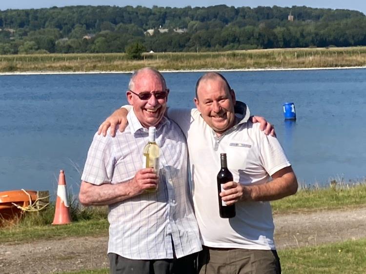 Mark Nield and Dad, First Double-Hander in the Border Counties Midweek Sailing at Shotwick photo copyright Les Perry taken at Shotwick Lake Sailing