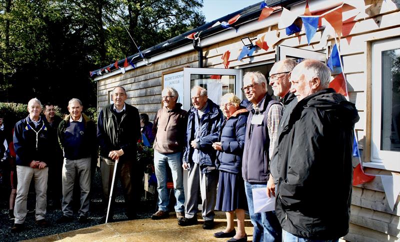 Club Presidents Basil and Rachel Thompson (5th & 6th from left) flanked by current and past Commodores at the official opening of the new clubhouse photo copyright Shropshire SC taken at Shropshire Sailing Club