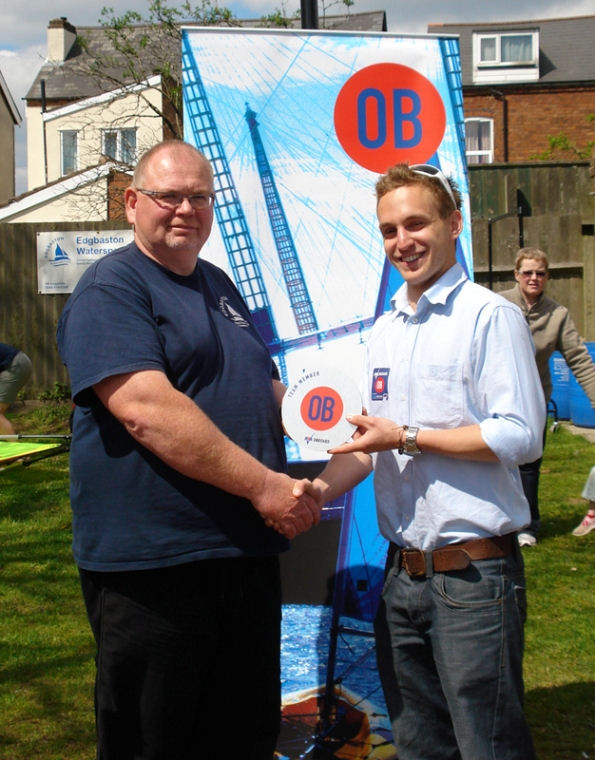 1)	Tom Davenport (RYA OnBoard Development Officer for Birmingham Partnership) presents Edgbaston Watersports’ general manager Martin Dutton with the centre’s RYA Onboard status photo copyright RYA taken at 