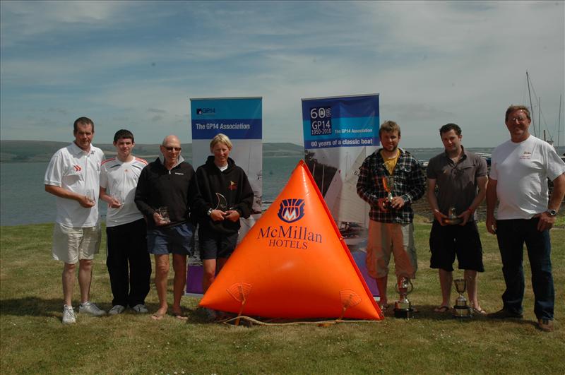 Laser 2 winners (left) and GP14 winners (right) in the combined Scottish National Championships photo copyright Fred Fuller taken at Loch Ryan Sailing Club