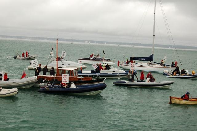 A protest fleet occupies Yarmouth Harbour on the Isle of Wight photo copyright Oliver Dewar taken at 